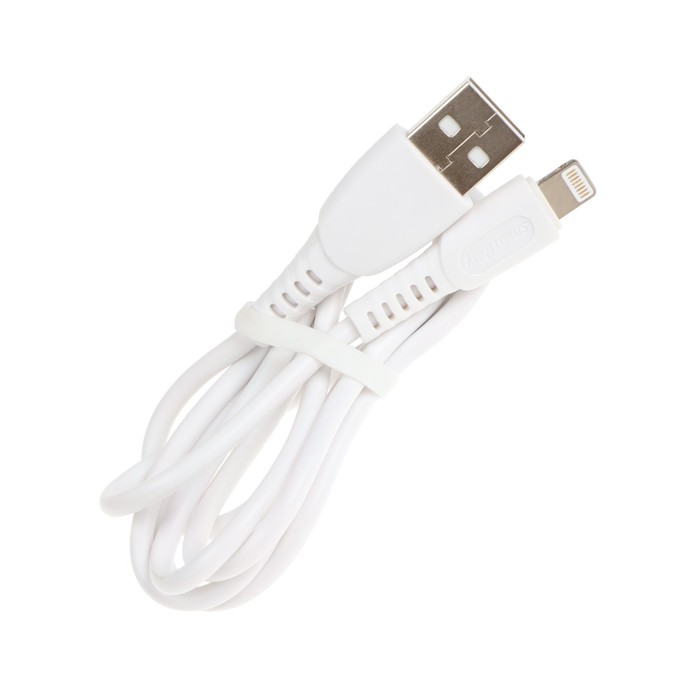 Кабель Smartbuy S40, Lightning - USB, 2.4 А, 1 м, зарядка + передача данных, белый - фото 51462612