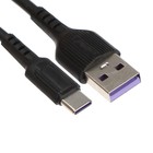 Кабель Smartbuy S33, Type-C - USB, 5 А, 1 м, TPE оплетка, зарядка + передача данных, черный 9598536 - фото 10451313