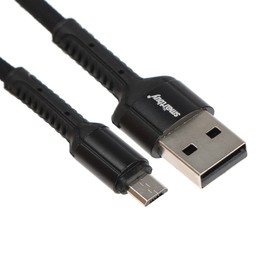 Кабель Smartbuy S26, microUSB - USB, 3 А, 1 м , быстрая зарядка, нейлоновая оплетка, черный