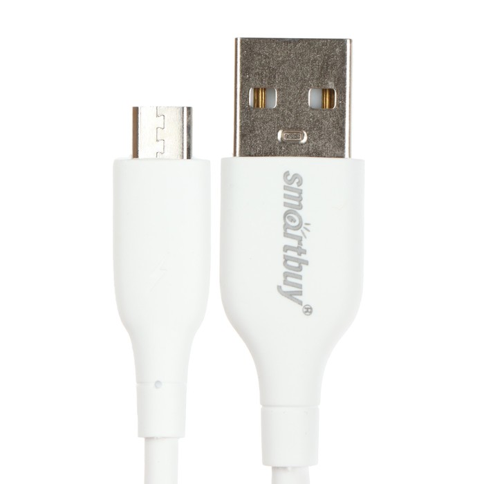 Кабель Smartbuy S25, microUSB - USB, 3 А, 1 м, TPE оплетка, быстрая зарядка, белый - фото 1926683378
