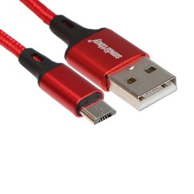 Кабель Smartbuy S14, microUSB - USB, 3 А, 1 м, быстрая зарядка+передача данных, красный