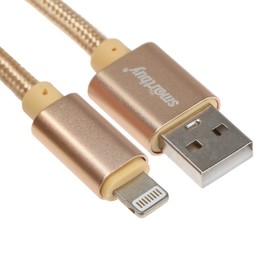 Кабель Smartbuy S02, Lightning - USB, 3 А, 1 м, быстрая зарядка+передача данных, золотистый