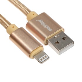 Кабель Smartbuy S02, Lightning - USB, 3 А, 1 м, быстрая зарядка+передача данных, золотистый 9601266