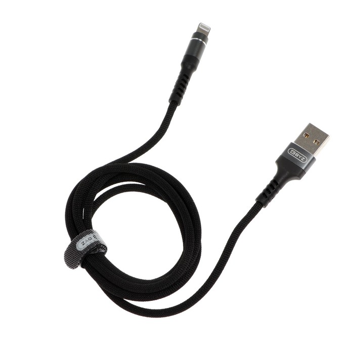 Кабель BYZ BC-025i, Lightning  - USB, 5 А, 1.2 м, нейлоновая оплетка, черный - фото 51483863