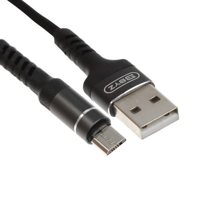Кабель BYZ BC-025m, microUSB  - USB, 5 А, 1.2 м, нейлоновая оплетка, черный
