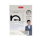 Кабель BYZ BC-026i, Lightning - USB, 5 А, 2 м, ПВХ оплетка, черный - фото 51462828 Кабель BYZ BC-026i, Lightning - USB, 5 А, 2 м, ПВХ оплетка, черный - фото 51462828