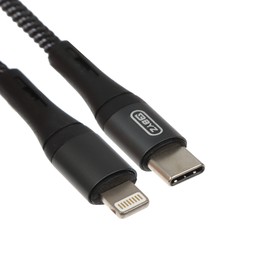 Кабель BYZ BC-031i, Lightning  - USB-C, 6 А, 1.2 м, нейлоновая оплетка, черно-серый 9633035