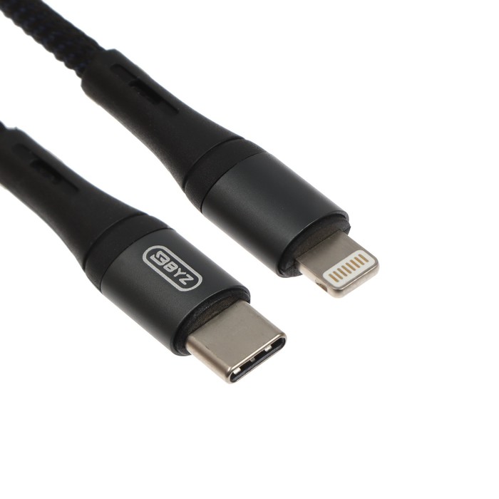 Кабель BYZ BC-031i, Lightning  - USB-C, 6 А, 1.2 м, нейлоновая оплетка, черно-синий