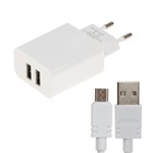 Сетевое зарядное устройство BYZ B35, 2 USB, 2.1 A, кабель microUSB 1 м, белое - фото 2864475