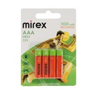 Аккумулятор Mirex, Ni-Mh, AAA, HR03-4BL, 1.2В, 1100 мАч, блистер, 4 шт. - фото 319432504