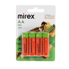 Аккумулятор Mirex, Ni-Mh, AA, HR6-4BL, 1.2В, 2700 мАч, блистер, 4 шт. - фото 1258917