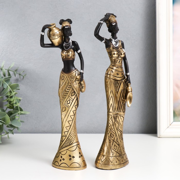 

Сувенир полистоун "Африканка с кувшином в золотом наряде" МИКС 6,5х5х24,5 см