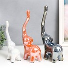 Сувенир керамика "Семейство слонов" перламутр набор 3 шт h=17; 22; 28 см - фото 22185384