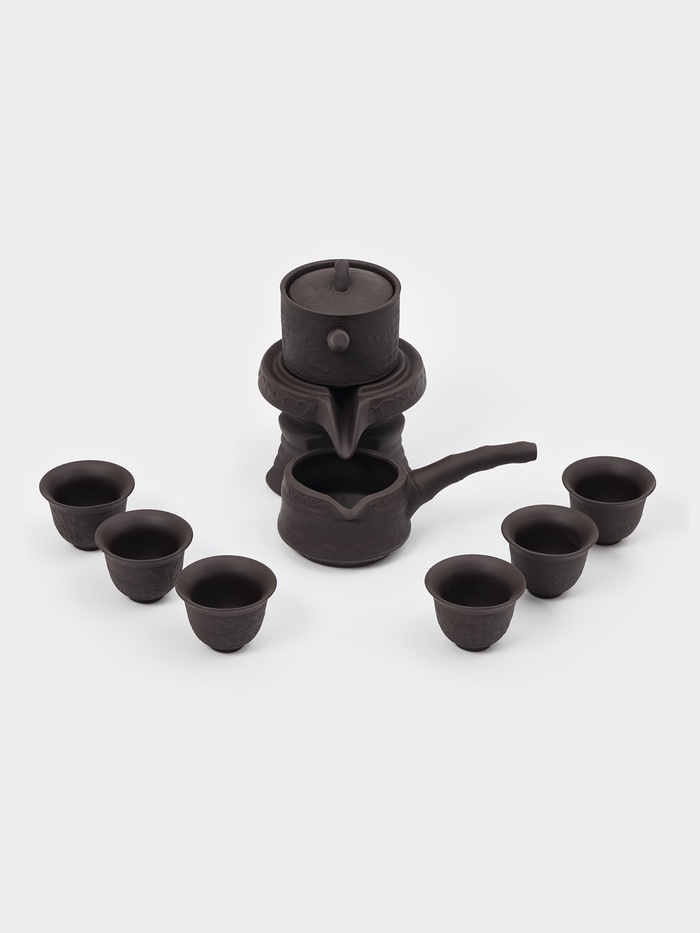 Набор для чайной церемонии ДЖЕКИЧАЙ, 8 в 1, на 6 персон, пиала 60 мл, чайник 200 мл, керамика, коричневый - Фото 1