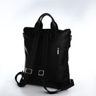 Сумка-рюкзак на молнии, 2 наружных кармана, длинный ремень, цвет чёрный - Фото 3
