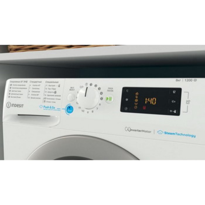 Стиральная машина Indesit BWSE 81293X WSV, класс А, 1200 об/мин, 8 кг, белая - фото 51438176