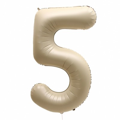 Шар фольгированный 40" Цифра 5, цвет «Взбитые сливки»