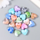 Бусины для творчества пластик "Сердца мрамор" цветные 20 гр 1,6х1,5х0,7 см - фото 319433136