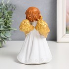 Сувенир полистоун "Праздничный ангел в белом платье" золотые крылья МИКС 9,5х7х15 см - фото 6898036