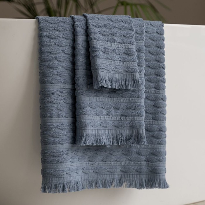 Полотенце махровое Pasionaria «Вэйв», 450 гр, размер 30х50 см, цвет серо-голубой - Фото 1
