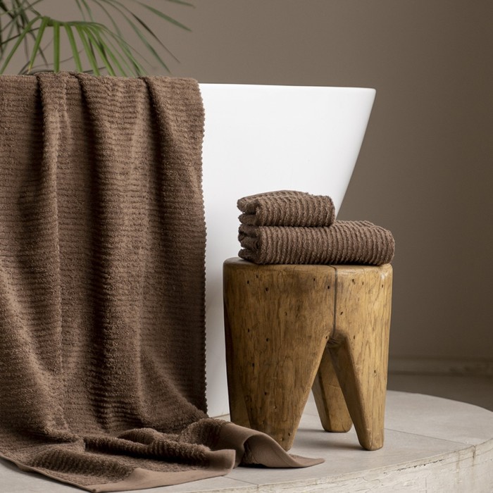 Полотенце махровое «Лайн», размер 50х90 см, цвет коричневый