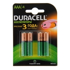 Аккумулятор Duracell, Ni-Mh, AAA, HR03-4BL, 1.2В, 750 мАч, блистер, 4 шт. - Фото 1