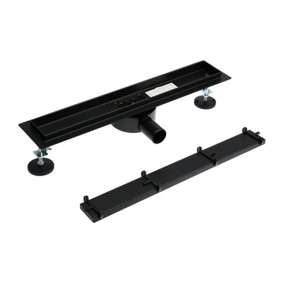 Трап TIM BAd=555002BK, 70×500 мм, под плитку, сифон с углом поворота 360°, черный-матовый