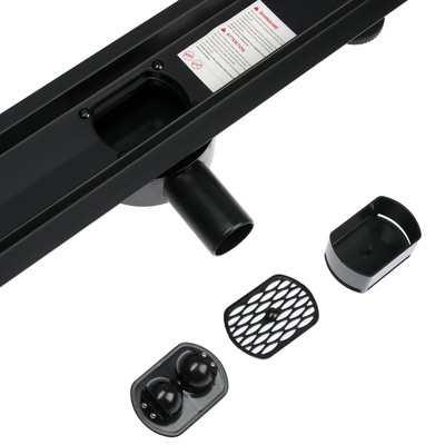 Трап TIM BAd=555002BK, 70×500 мм, под плитку, сифон с углом поворота 360°, черный-матовый