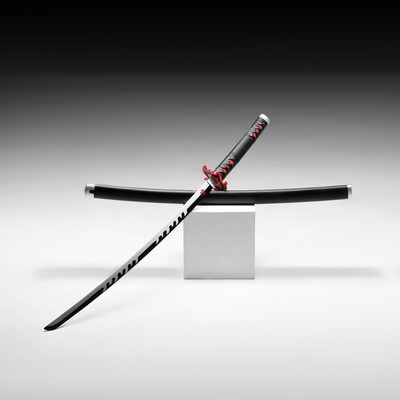 Сувенирное оружие "Катана Кеджу" 100 см, клинок 65 см, чёрная, огненная гарда
