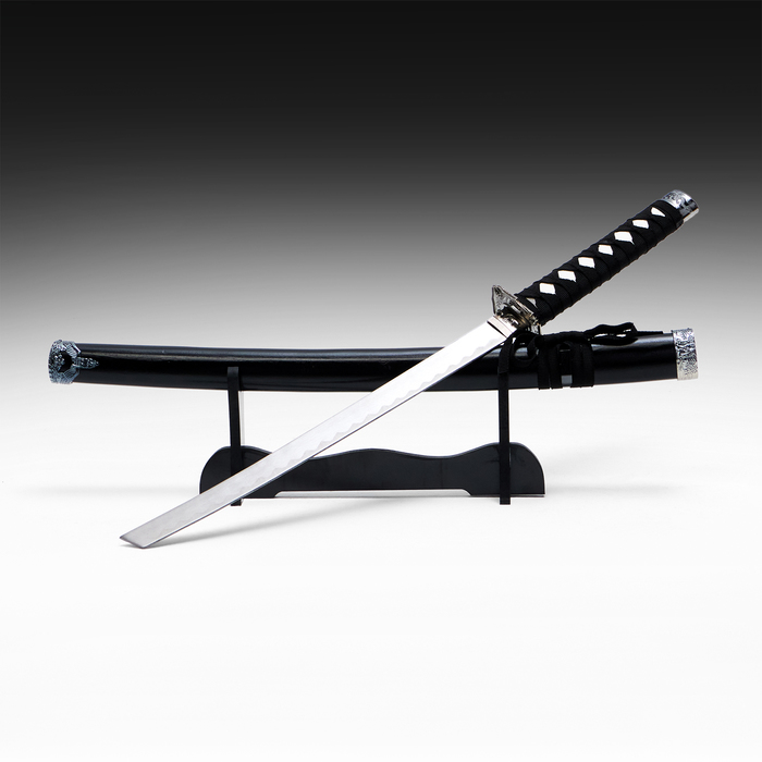 Макет оружия «Сувенирная катана на подставке. Нао», 77 см, чёрный глянец - Фото 1