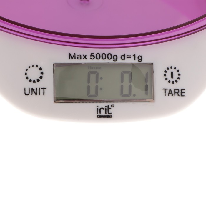 Весы кухонные Irit IR-7117, электронные, до 5 кг, фиолетовые - фото 1909171566
