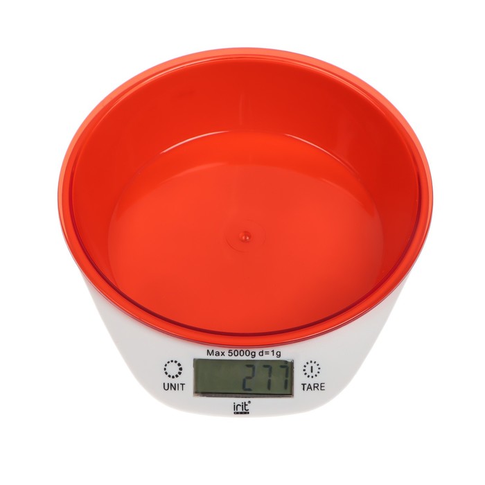 Весы кухонные Irit IR-7117, электронные, до 5 кг, красные - Фото 1