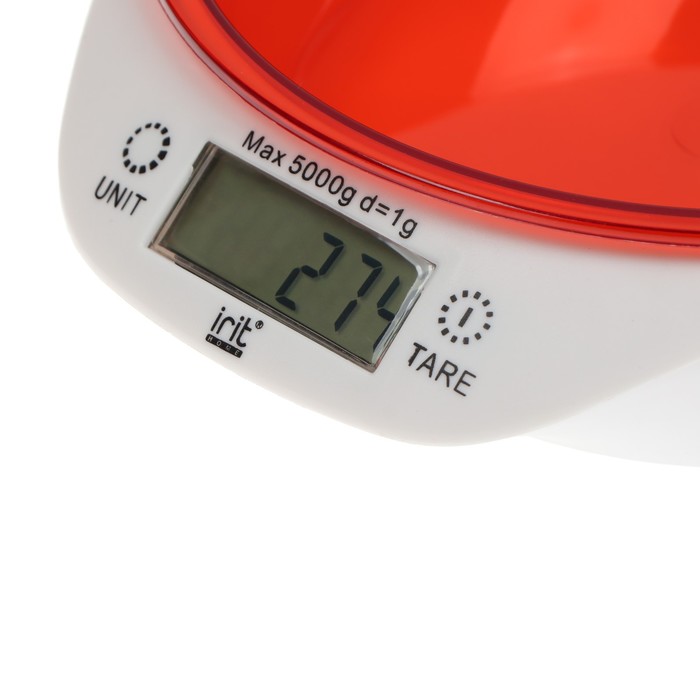 Весы кухонные Irit IR-7117, электронные, до 5 кг, красные - фото 1890073672