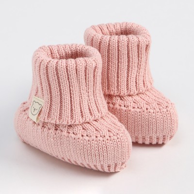 Носки-пинетки вязаные Крошка Я, размер 12, розовый