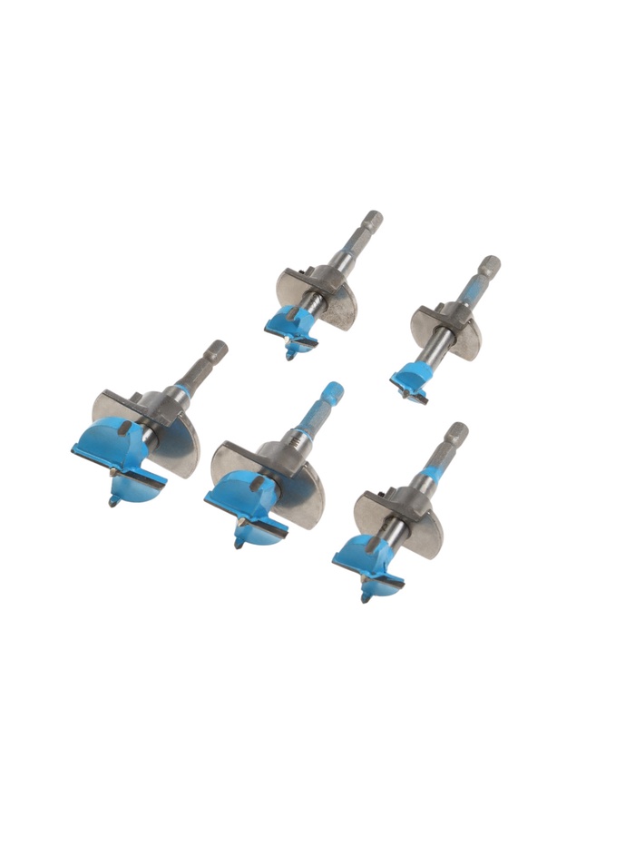 Набор сверл Форстнера ТУНДРА, регулируемая глубина, 15-20-25-30-35 мм, цилиндр. хвостовик - Фото 1