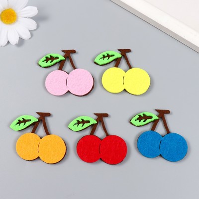 Декор для творчества войлок «Двойные вишенки», набор 5 шт., 5×4.7 см