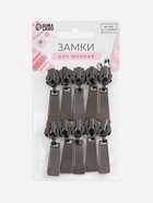 Замок автоматический для металлической молнии, №5, 10 шт, цвет чёрный никель - фото 809488423