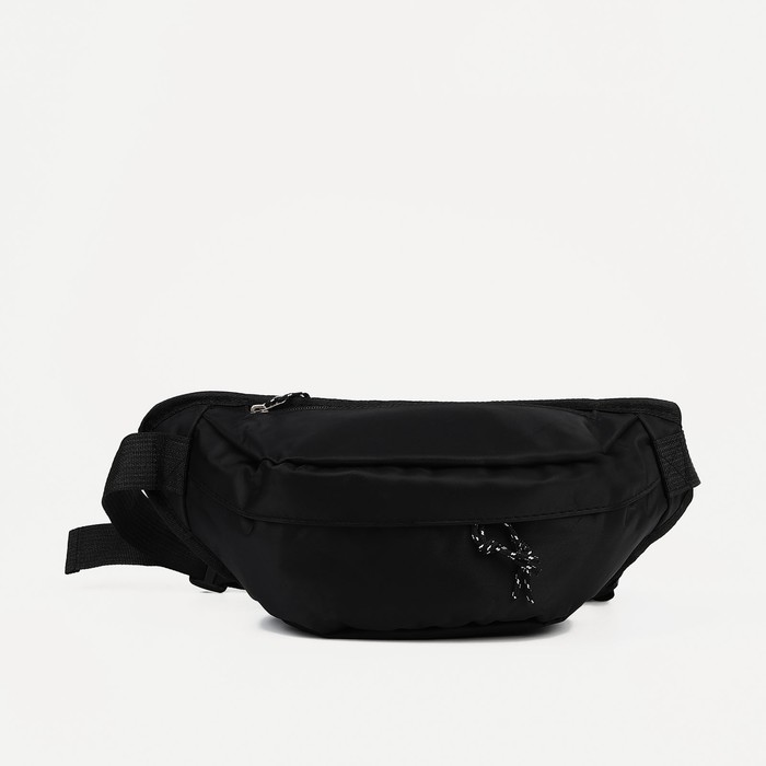 Поясная сумка на молнии, наружный карман, цвет чёрный