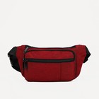 Поясная сумка на молнии, 2 наружных кармана, цвет бордовый - фото 10454350