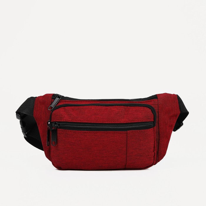 Поясная сумка на молнии, 2 наружных кармана, цвет красный