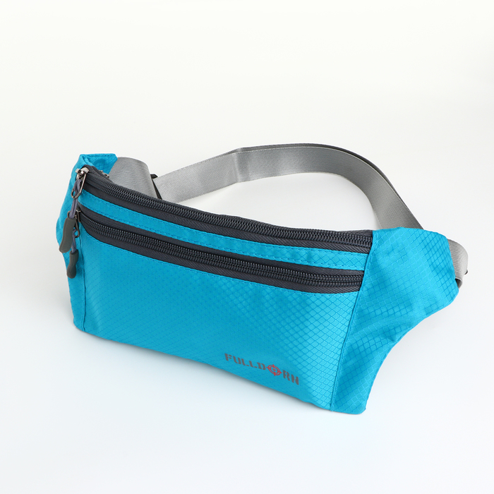 Поясная сумка на молнии, 2 наружных кармана, цвет голубой - Фото 1