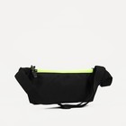 Поясная сумка на молнии, 2 наружных кармана, цвет чёрный/зелёный - Фото 3