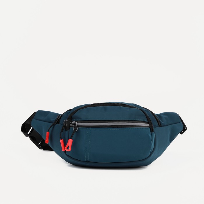 Поясная сумка на молнии, 3 наружных кармана, цвет синий