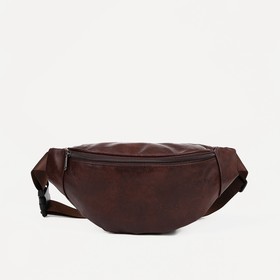 Поясная сумка на молнии, наружный карман, цвет коричневый
