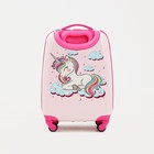 Чемодан детский на молнии, 4 колеса, цвет розовый - фото 24246922