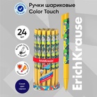 Ручка шариковая автоматическая ErichKrause "ColorTouch Lime", узел 0.7 мм, синяя, тонкое письмо, резиновый держатель, матовый корпус Soft-touch с ярким принтом (комплект 24 шт) - фото 28141067