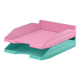 Набор из 2 пластиковых лотков для бумаг ErichKrause® Office, Pastel Mint, мятный и розовый