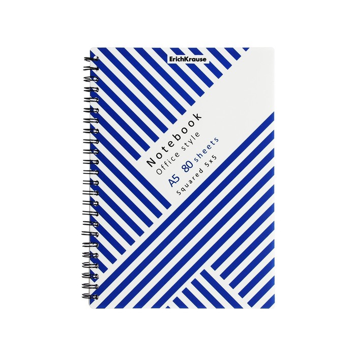 Блокнот А5, 80 листов в клетку на спирали, ErichKrause Blue Concept, пластиковая обложка - Фото 1