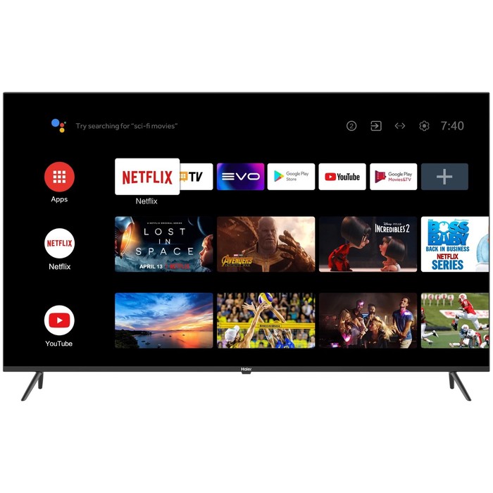 Телевизор Haier SMART TV S1, 50", 3840x2160, DVB-T/T2/C/S2, HDMI 3, USB 2, Smart TV, чёрный - фото 51327513