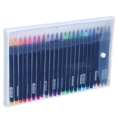 УЦЕНКА Фломастеры, 24 цвета, в пластиковой коробке, вентилируемый колпачок, «Кисти» (плохо пишут)